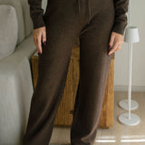 Lilly Knit Hoodie Pants Set- Brown