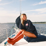 Fancy Oversized Quarter Zip Pullover - Navy