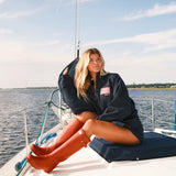 Fancy Oversized Quarter Zip Pullover - Navy