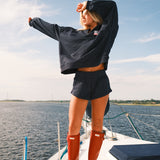 Fancy Oversized Quarter Zip Pullover - Navy