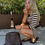 Brook Stripe Knit Dress - Brown Natural