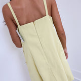 Olivia Metallic Embellished A-line Mini Dress -Butter Yellow