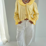 Emory Embroidery Ruffle Top - Butter Yellow