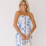 Tori Strapless Maxi Dress - Off White-Blue
