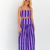Iris Maxi Skirt Set - Purple Tone Stripes
