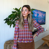 Emely Gingham Smocked Top - Magenta