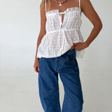Eloria Dot Lace Top - White