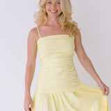 Verity Ruched Linen Maxi Dress - Yellow