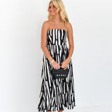 Lainey Strapless Abstract Midi Dress - Black/White