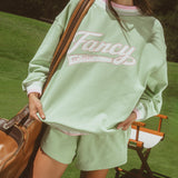 Oversized Terry Varsity Mockneck - Dewy Mint