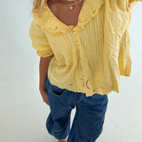 Marley Embroidered Collar Blouse - Butter Yellow