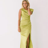 Mallie Satin Maxi Dress - Lime