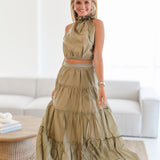 Kate Tiered Maxi Skirt - Tan