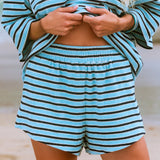 Towel Terry Classic Shorts - Blue/Navy Stripe