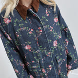 Floral Printed Utility Jacket - Blossom Blue