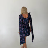 Marloe Jacquard Bow Sash Mini Dress - Navy Multi