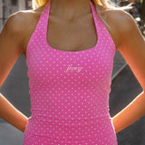 Halter Tank - Pink/Polka Dot