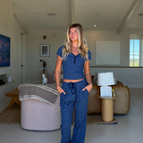 Catalina Striped Tee - Blue Jay