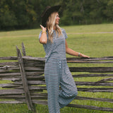 Fancy Striped Button Pants - Glacier/Chocolate (PREORDER 3 WEEKS)
