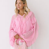 Lowen Long Sleeve Ruffle Top -Light Pink