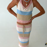 Sydney Cowl Neck Top - Natural Multi