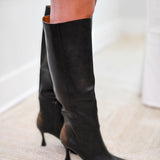 Lexington Pointed Toe Knee High Boots - Black