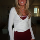 Fancy Wrap Top - White