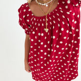 Ally Polka Dot Mini Dress - Red Natural