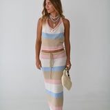 Sydney Cowl Neck Top - Natural Multi