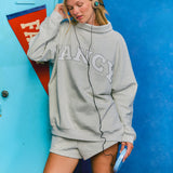 Oversized Terry Rolled Neck - Heather Grey