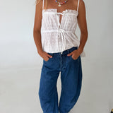 Eloria Dot Lace Top - White