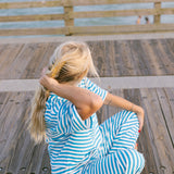 Fancy Buttoned Striped Short Sleeve Top