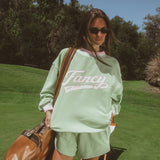 Oversized Terry Varsity Mockneck - Dewy Mint