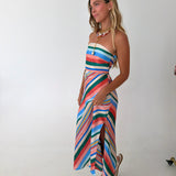 Solei Strapless Midi Dress - Summer Stripes