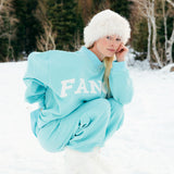 Fancy Oversized Fleece Mockneck - Glacier Sky