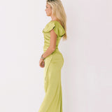 Mallie Satin Maxi Dress - Lime