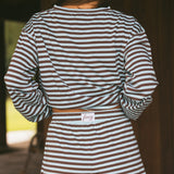 Fancy Striped Button Shorts - Glacier/Chocolate