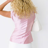 Lauren V-Neck Top - Rose
