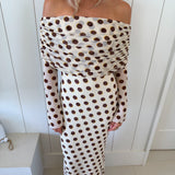 Thelma Off The Shoulder Maxi Dress - Gold Halo Dot