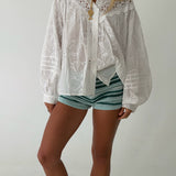Quinn Stripe Micro Shorts- Green Multi