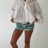 Quinn Stripe Micro Shorts- Green Multi
