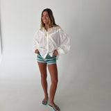 Quinn Stripe Micro Shorts- Green Multi
