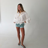Quinn Stripe Micro Shorts- Green Multi