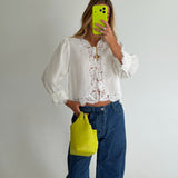 Bailey Lace Linen Top- Off White