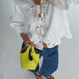 Bailey Lace Linen Top- Off White