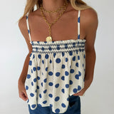 Caroline Polka Dot Smocked Cami Top- Polka Dot