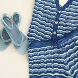 Millie Striped Knit Drawstring Shorts - Ocean