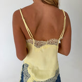 Millie Asymmetrical Satin Cami Top - Butter Yellow
