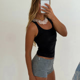 Sabrina Gingham Low Waist Shorts - Black/White
