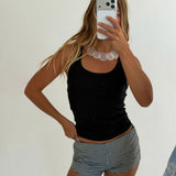 Sabrina Gingham Low Waist Shorts - Black/White